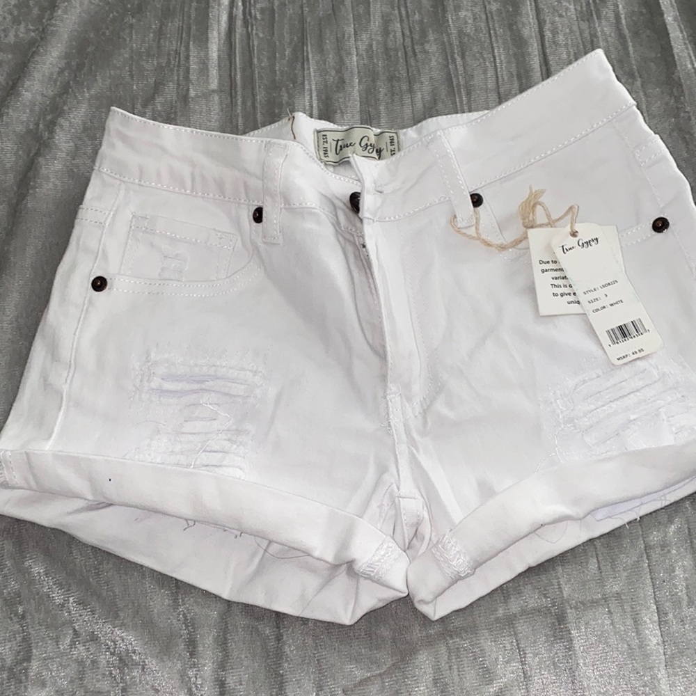 white denim shorts
